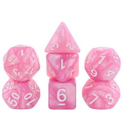 Lots De 7 Des - Rose Nacre et Blanc 