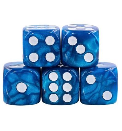 Lot de 5 dés- 12mm- Bleu Nacre