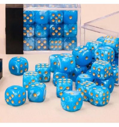 Lot de 36 dés- 12mm- Bleu Ciel